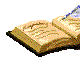 an animated pixel-art image of a quill writing in an open book