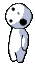 an animated pixel-art image of a Kodama, a forest spirit from the movie, Princess Mononoke