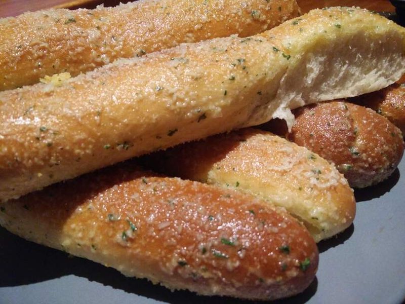 Warm and fluffy breadsticks, made by yours truly