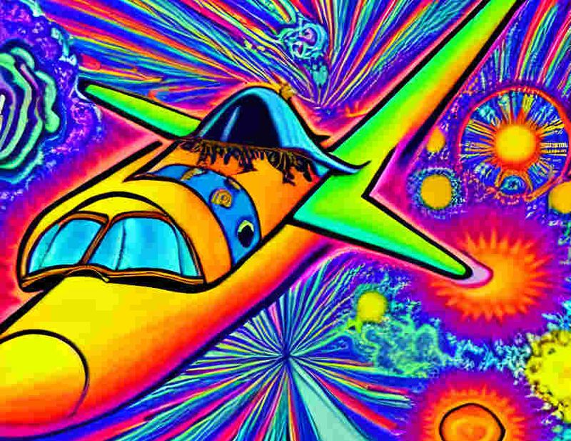 a horrific, twisted, generated image depicting some transmogrified airplane flying through nonsensical space