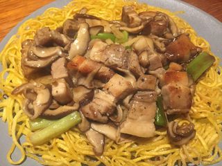 a plate of crispy fried noodles